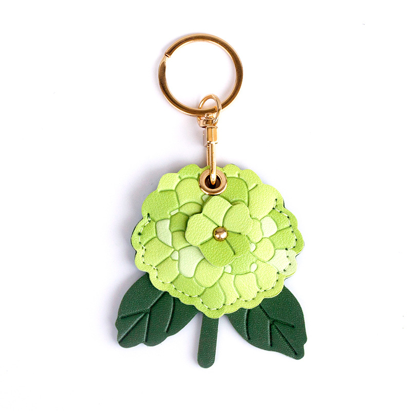 Hydrangea flower pendant leather keychain door card holder