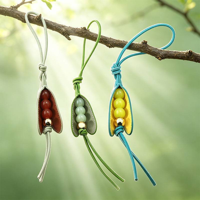 Creative pea pod pendant leather pendant