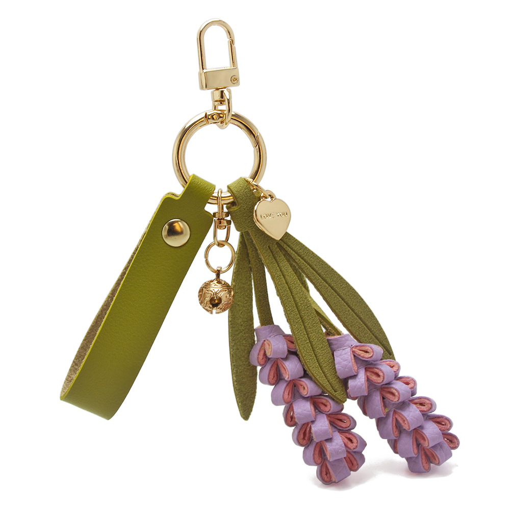 Purple lavender leather keychain