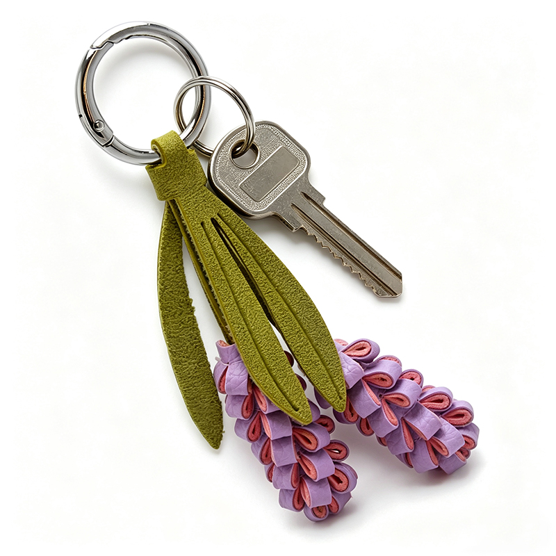 Purple lavender leather keychain